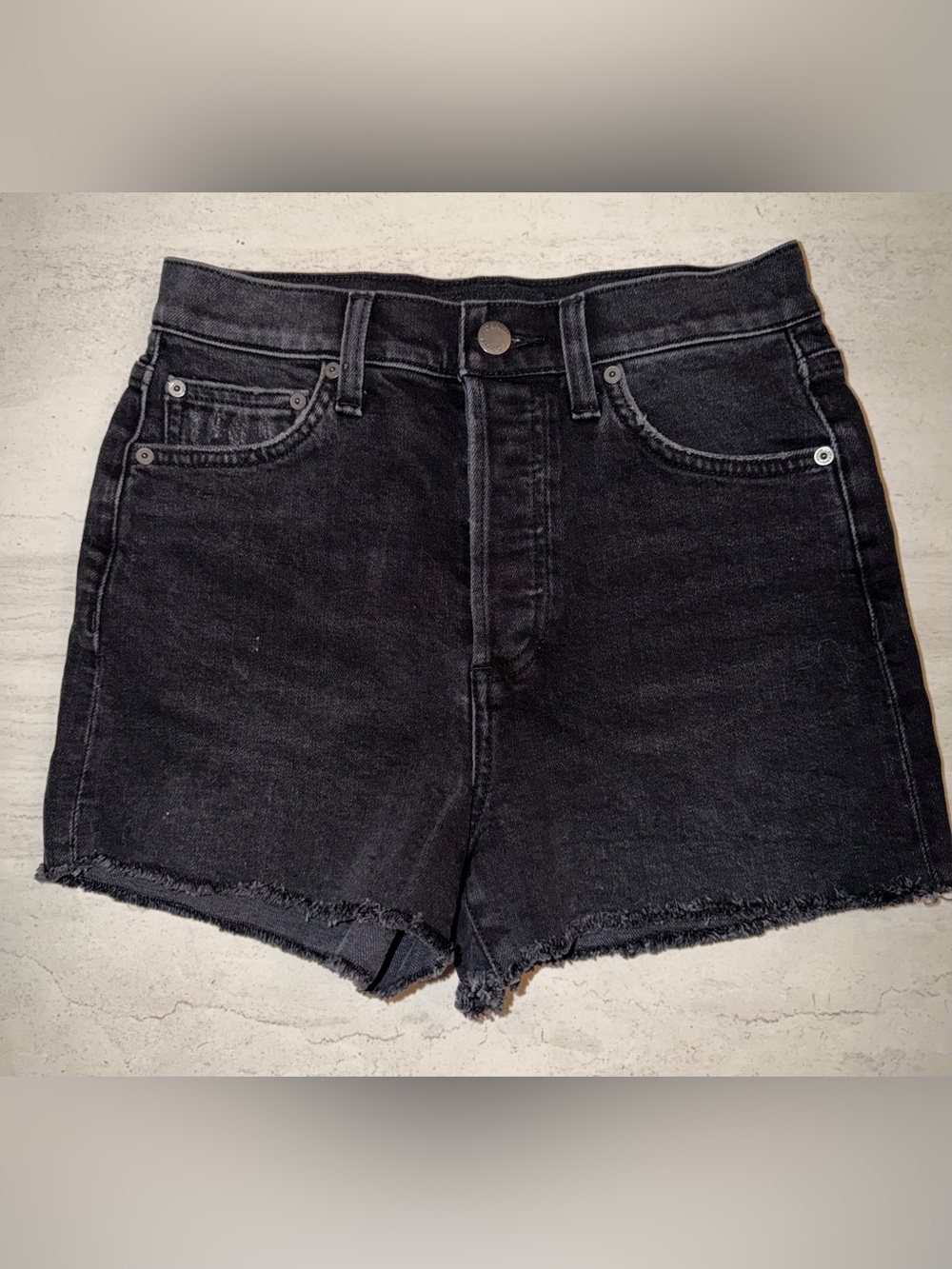 Aritzia Black Denim Cutoff Shorts - Women's High-Waist Casual